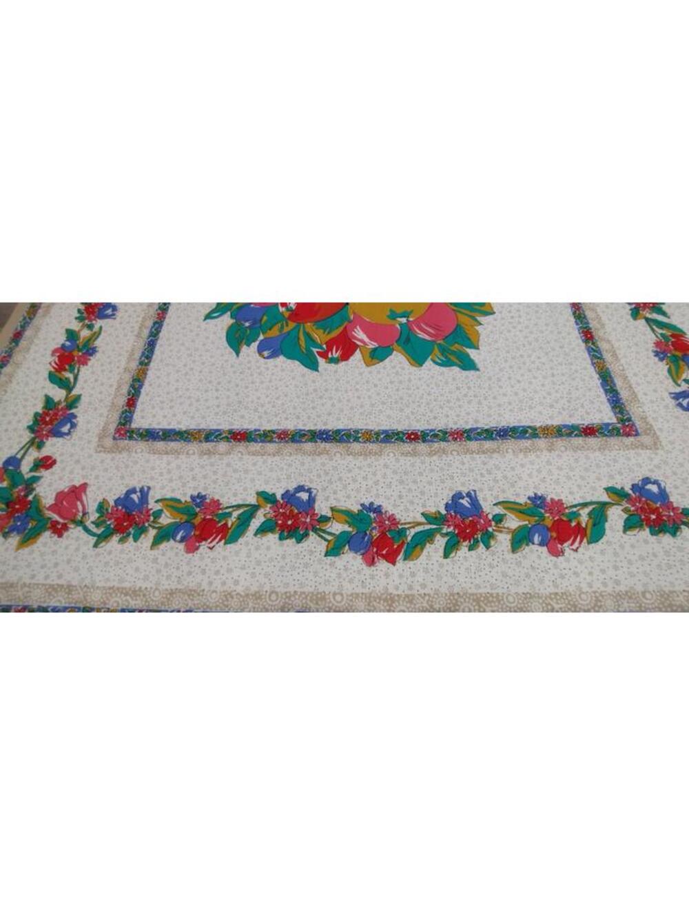 Vintage Axcess Fruit Big Scarf Fine Cotton Colorful Floral Bouquet PERFECT TABLE - Picture 13 of 16